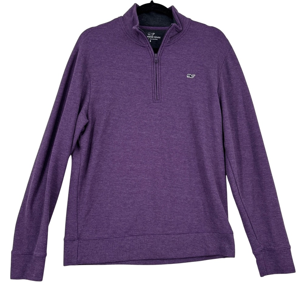 Vineyard Vines Quarter Zip Sweatshirt Mens S Purple Pima Cotton Pullover